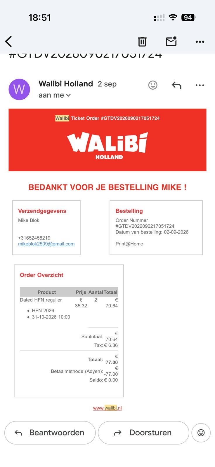 Kaarten Walibi 31 oktober, Tickets en Kaartjes, Twee personen, Overige soorten, Pretpark