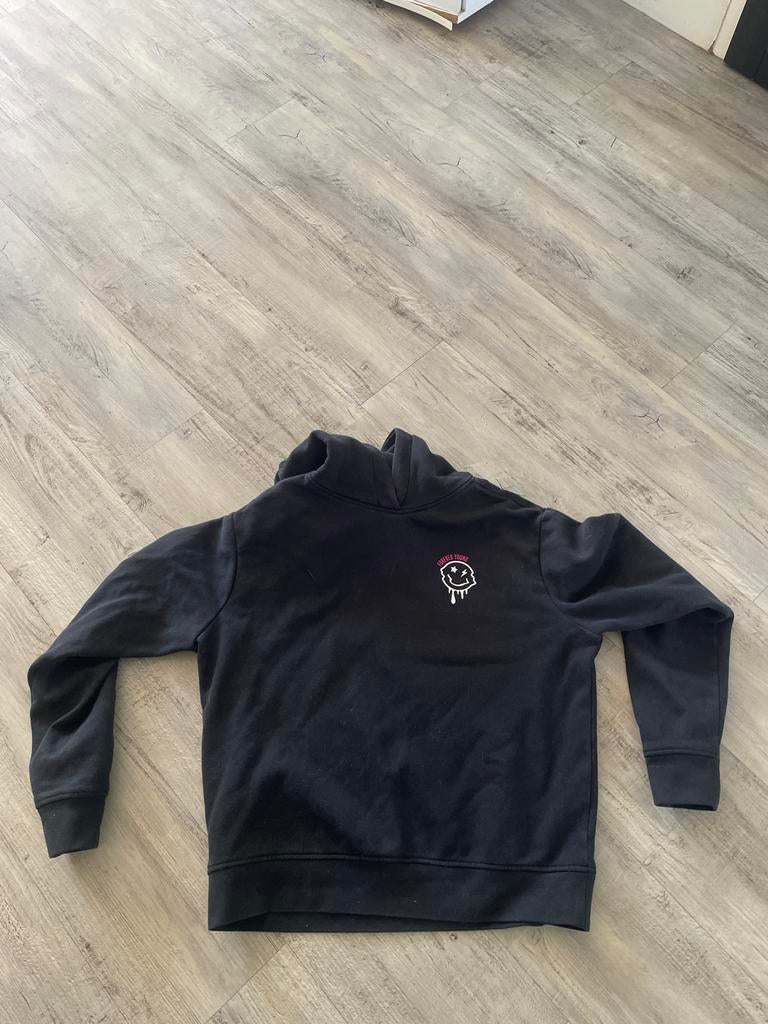 Zwarte Amy & Ivy hoodie met smiley, maat S, Ophalen of Verzenden, Gedragen, Maat 36 (S), Zwart