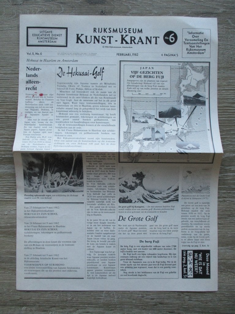 Rijksmuseum kunst-krant nr. 6 februari 1982, Ophalen of Verzenden, Gelezen