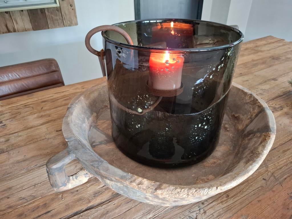 Puur wonen windlicht xl chocolate + hangkandelaar, Ophalen of Verzenden, Zo goed als nieuw