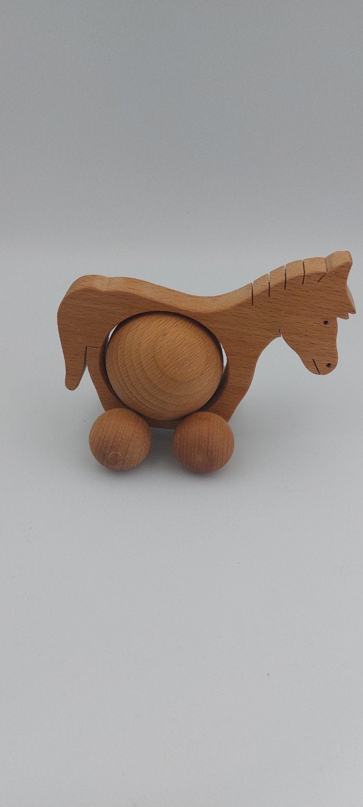 paardje hout op wieltjes vintage speelgoed hout vintage deco, Ophalen of Verzenden