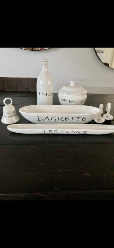 Rivièra Maison Servies Set - Baguette, Olijven, Soep, Olie, Ophalen, Zo goed als nieuw, Overige stijlen, Aardewerk