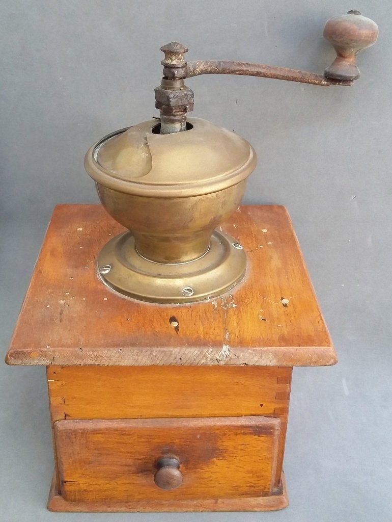 Omstreeks 1900 GROTE Houten Koffiemolen Koffie Bonen Molen, Antiek en Kunst, Ophalen of Verzenden