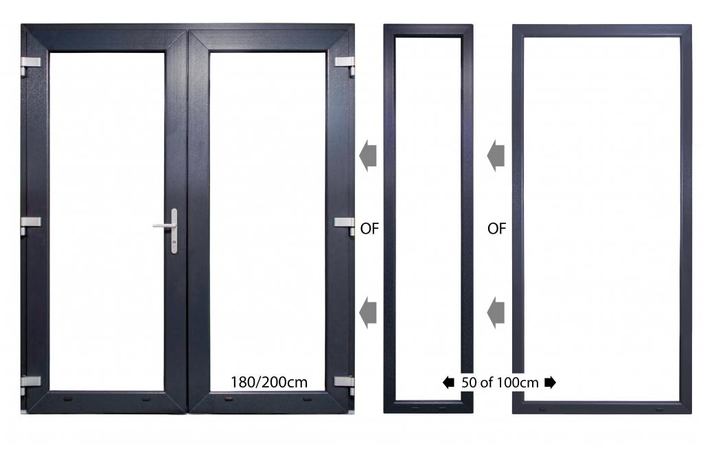 Dubbele deur Antraciet b200 x h215 RAL7016, Niet ingevuld, Kunststof, 120 cm of meer, Niet ingevuld