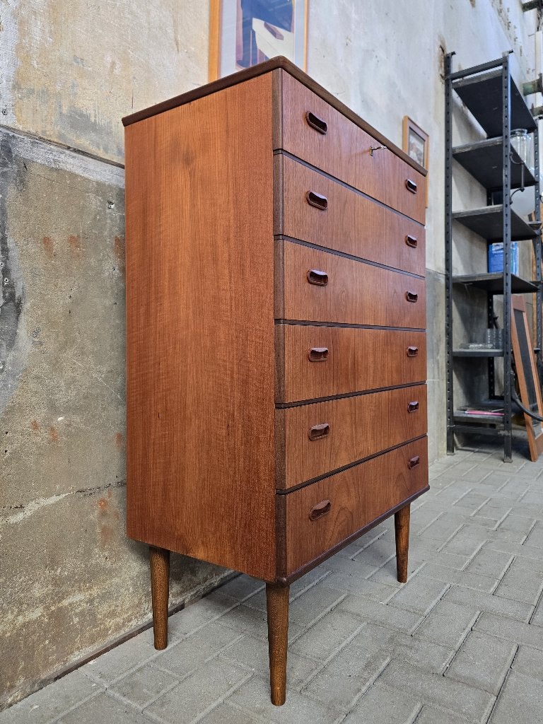Vintage Deens Design Ladekast Teak Mid Century Laden Kast 2, Gebruikt, Grenenhout, 5 laden of meer, 100 tot 150 cm