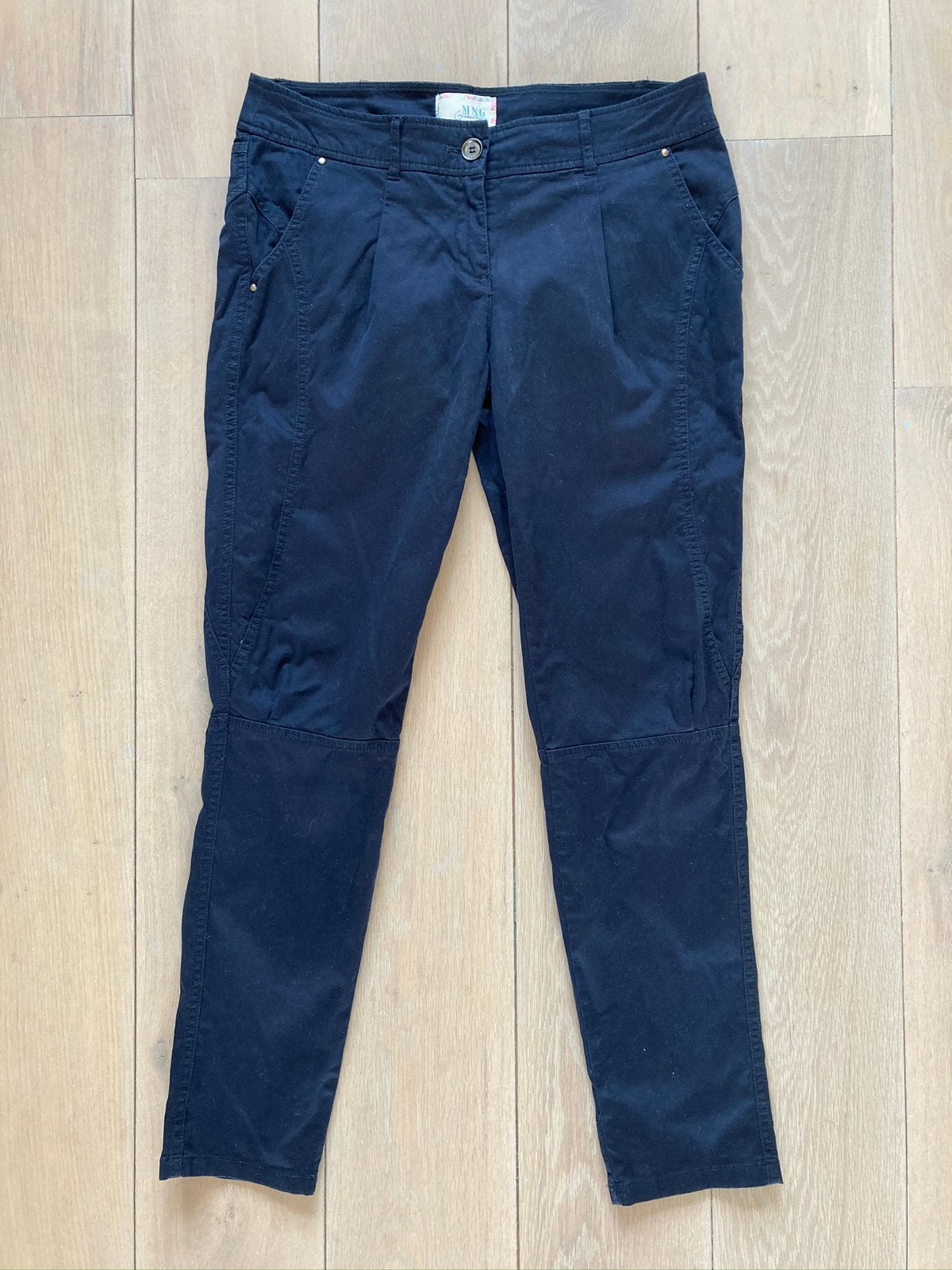 Mango 38 stevige donkerblauwe chino zgan plooien egf, Maat 38/40 (M), Mango, Blauw, Ophalen of Verzenden