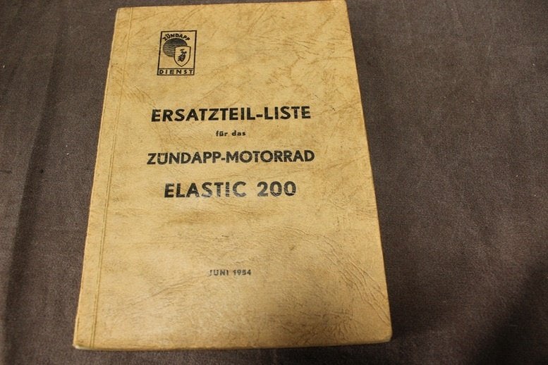 Zündapp Elastic 200 1954 motorrad ersatzteil liste, Ophalen of Verzenden, Overige merken