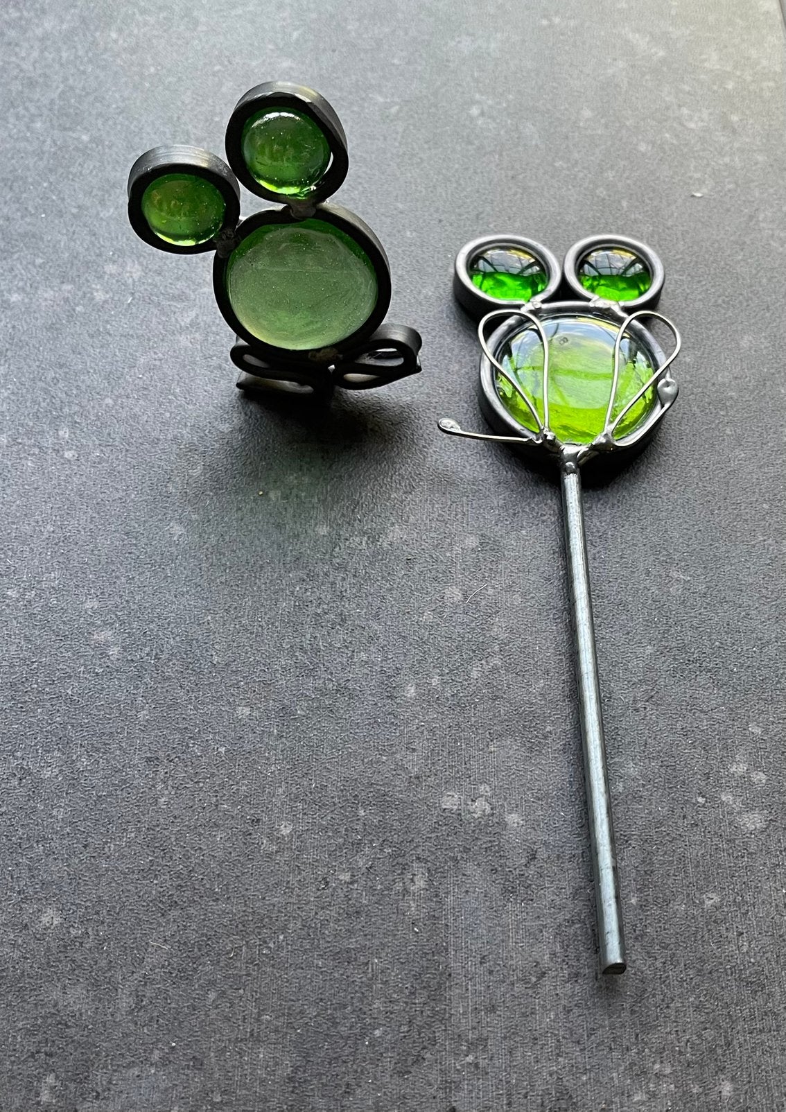 2 kunstwerkjes kikker glas in lood ook apart te koop, Ophalen of Verzenden