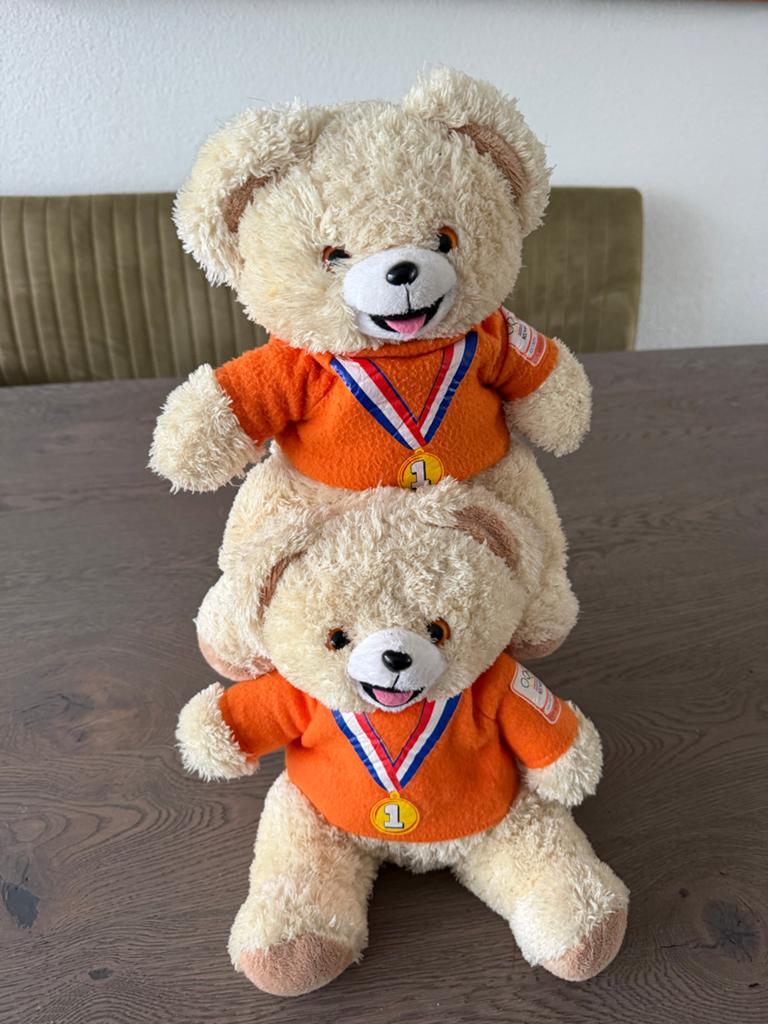 2x Robij  Teddyberen Oranje Shirt Medaille, Kinderen en Baby's, Speelgoed | Knuffels en Pluche, Overige merken, Overige karakters