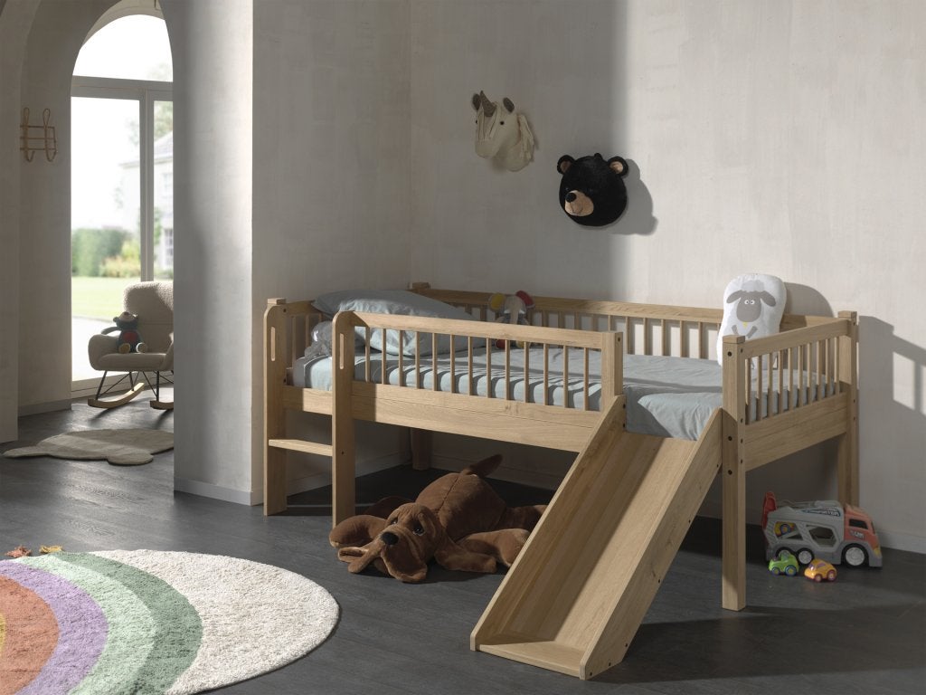 Forrest Oak halfhoogslaper laag met glijbaan - 90x200 - Mass, Niet ingevuld, Niet ingevuld, Niet ingevuld