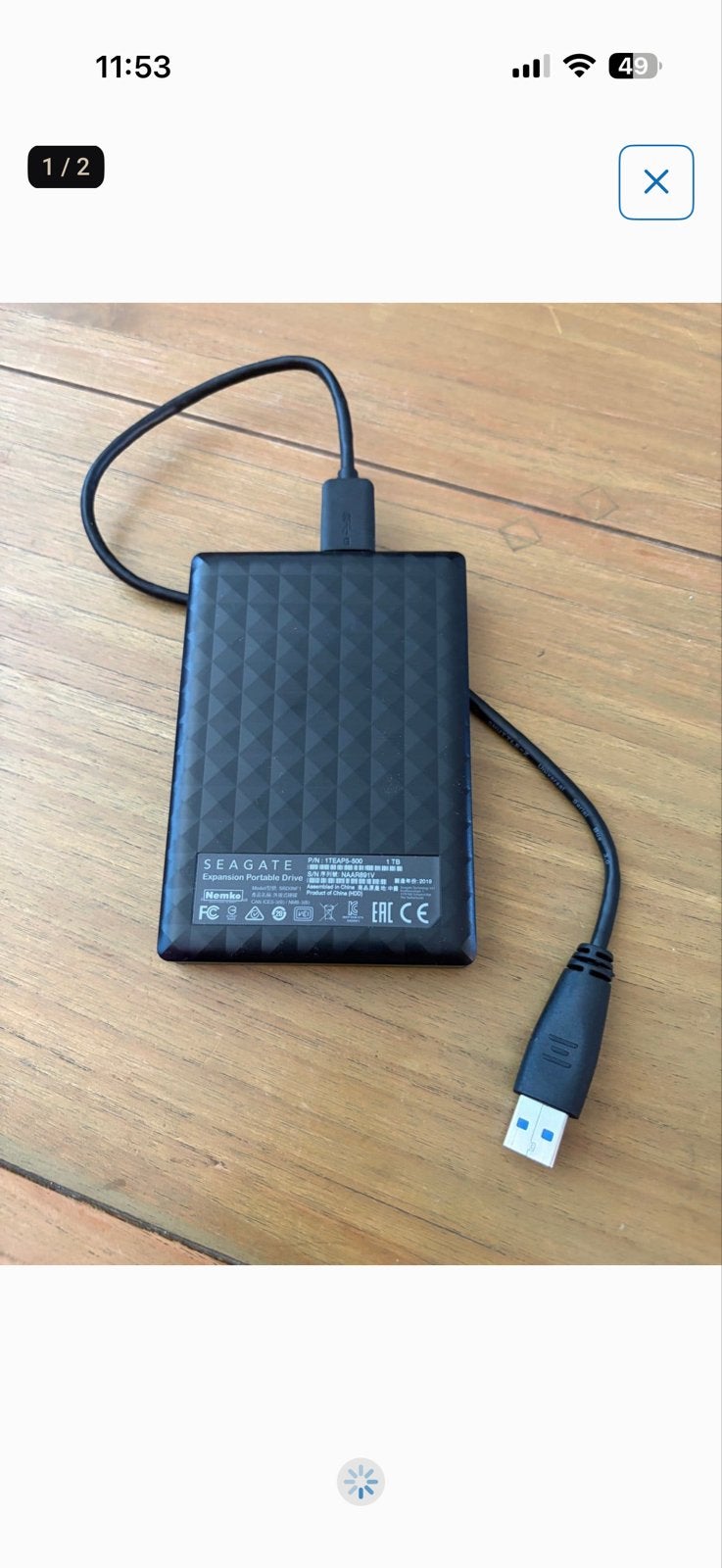 Seagate Expansion 1TB Externe Harde Schijf USB, Computers en Software, Harde schijven, Ophalen, Server, HDD, Zo goed als nieuw