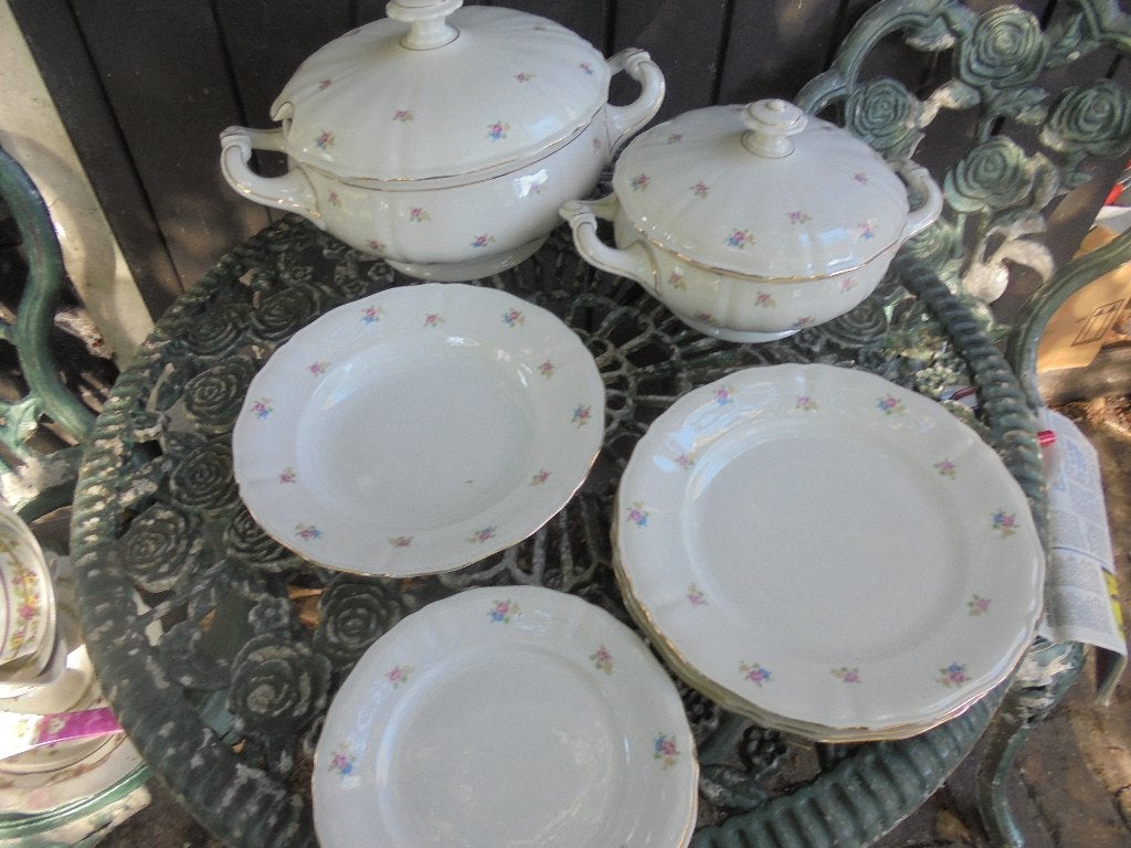 Deel Dinerservies Bavaria met pastel bloemetjes / roze roos, Ophalen of Verzenden