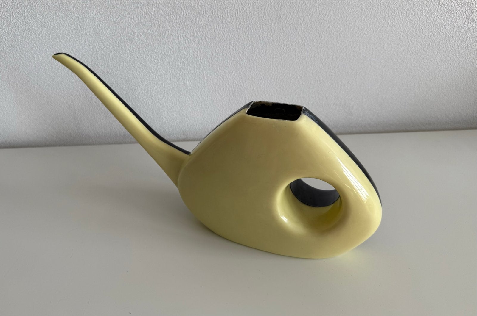 Vintage plastic plantengieter zwart/geel jaren 60/70, Tuin en Terras, Ophalen, Gebruikt, Kunststof
