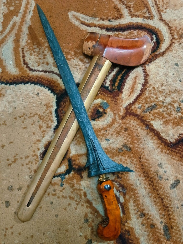 Antieke Keris Sinom Pamor Klabang Sayuto Timohohout SVE32, Verzenden, Overige materialen, Indonesië, Meerkleurig