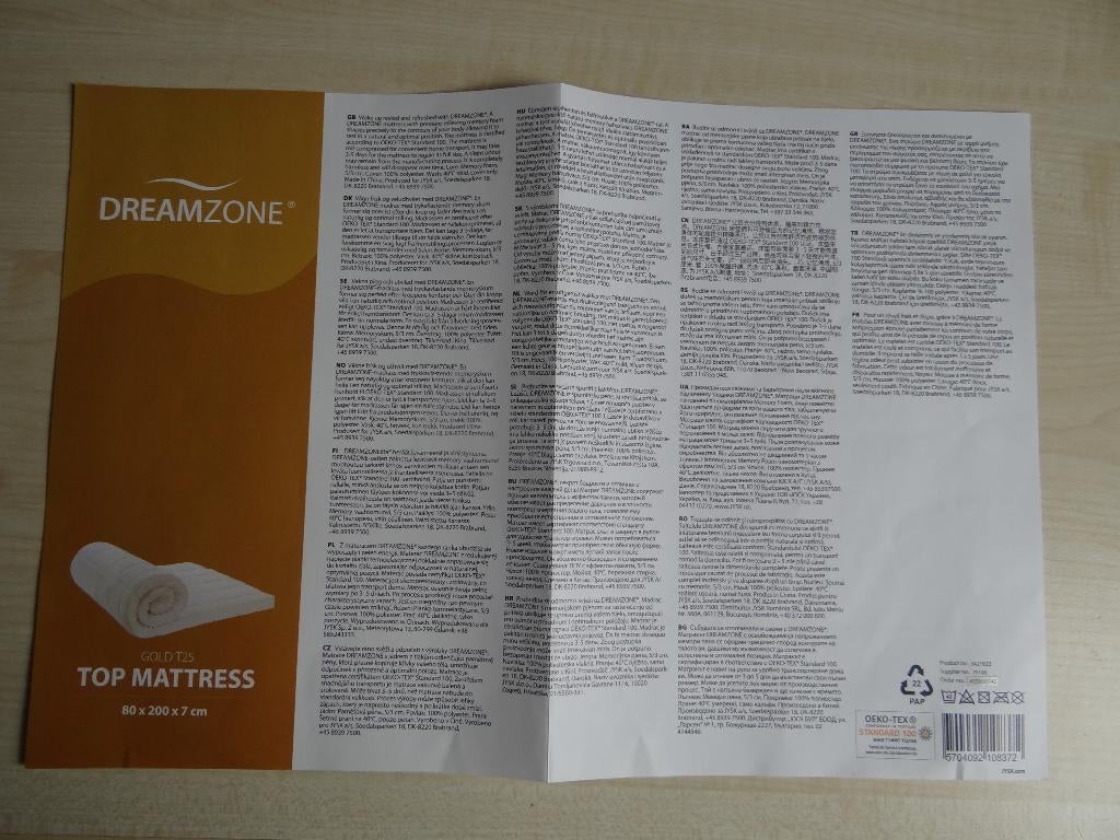 Dreamzone Top Mattress/Topper, Eenpersoons, Ophalen of Verzenden, Zo goed als nieuw, 80 cm