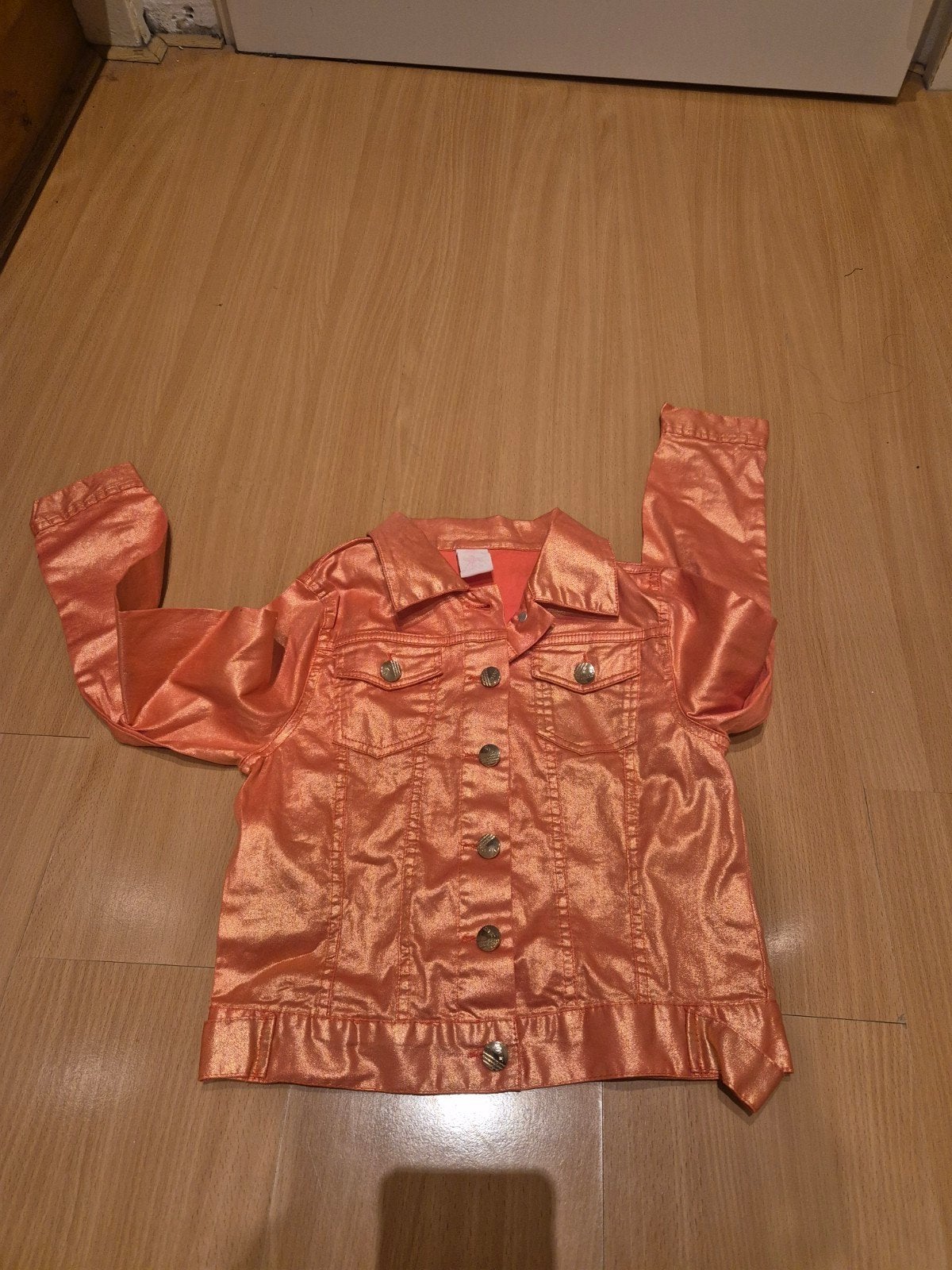 Opvallend Metallic Oranje Jasje Maat 140, Ophalen of Verzenden, Zo goed als nieuw, Meisje