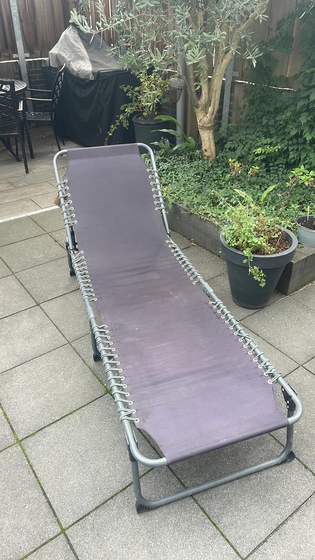 Ligbed Jysk Halden, Tuin en Terras, Ophalen, Gebruikt, Aluminium, Inklapbaar
