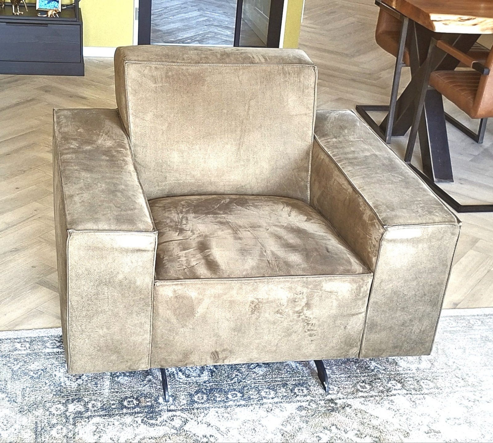Montel 2 fauteuils - warm groen, Huis en Inrichting, Fauteuils, Ophalen, Gebruikt, 75 tot 100 cm, 75 tot 100 cm