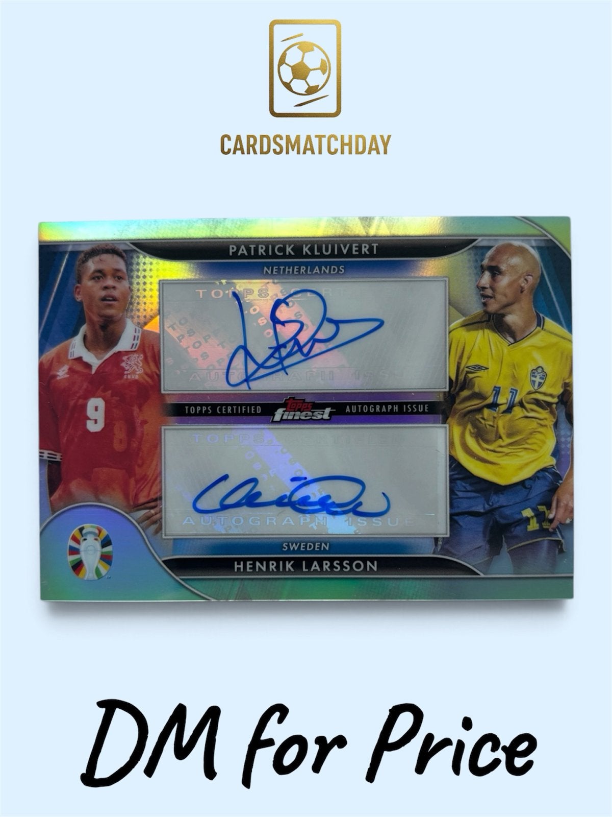 Topps Finest Dual Autograph Kluivert & Larsson UEFA Euro, Verzamelen, Ophalen of Verzenden, Zo goed als nieuw, Overige sporten