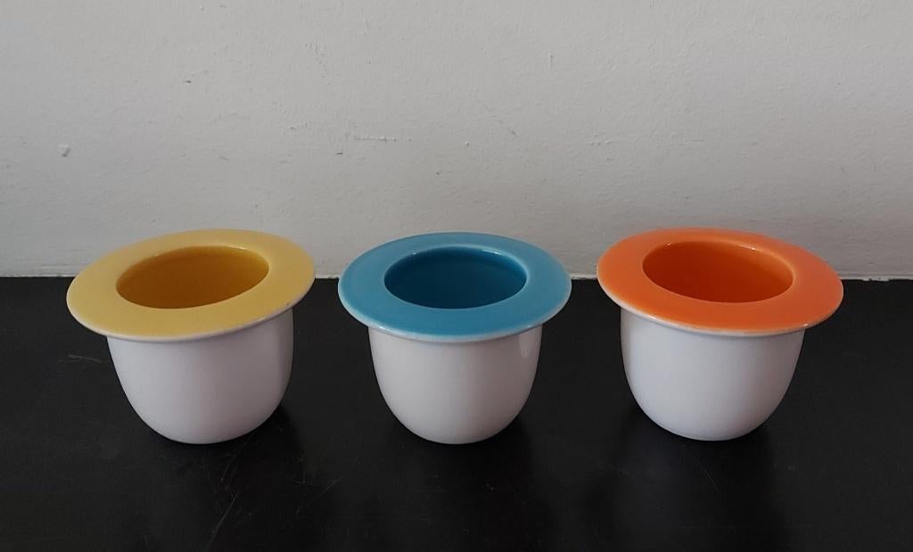 3 eierdoppen porselein oranje blauw geel Pasen, Ophalen of Verzenden, Nieuw