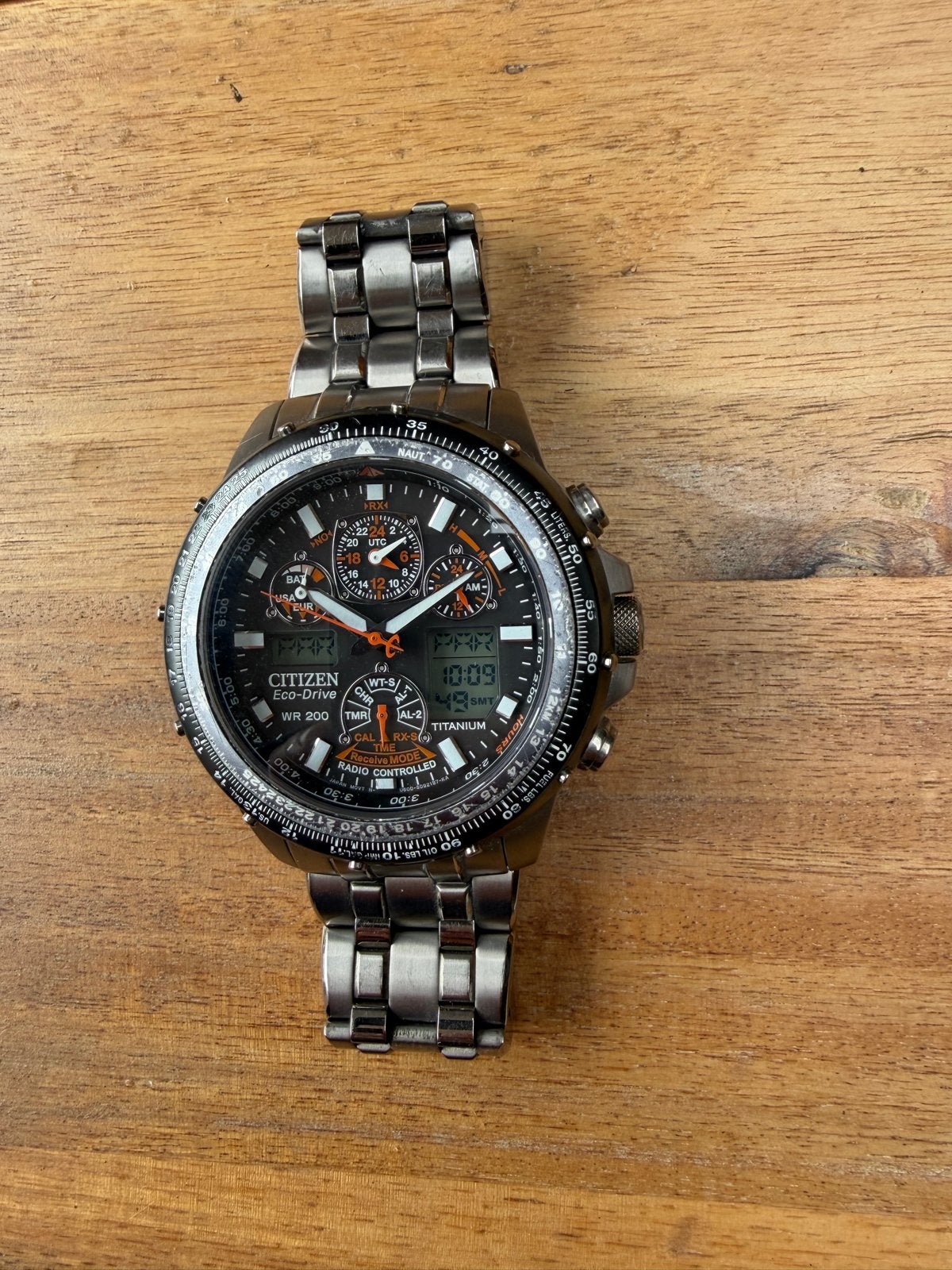 Citizen Eco-Drive Radio Controlled Titanium Chronograaf, Overige materialen, Gebruikt, Ophalen of Verzenden, Polshorloge