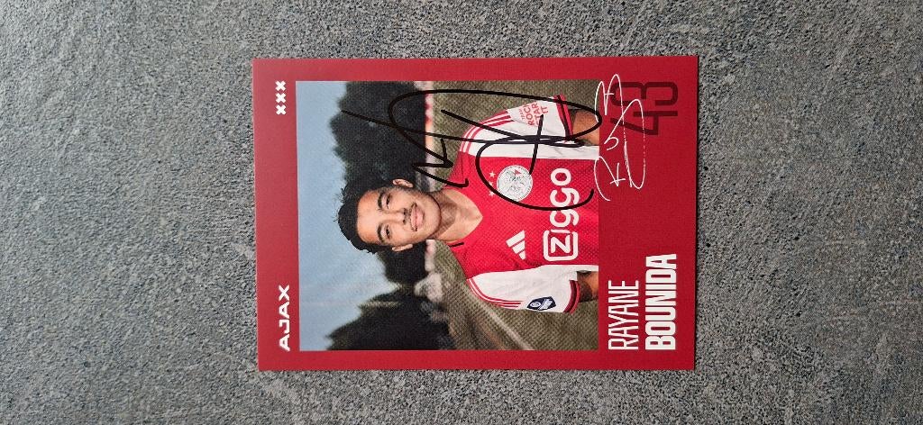 Spelerskaart met handtekening; Rayane Bounida # Ajax 25/26, Ophalen of Verzenden, Nieuw, Ajax, Spelerskaart