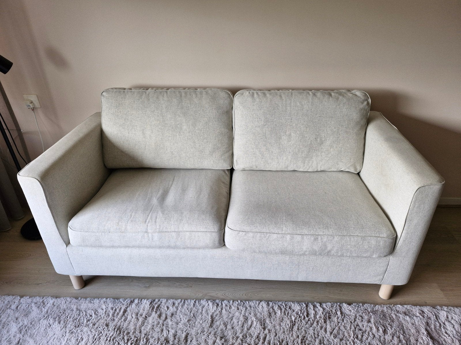 2- zits bank beige/licht grijs, Huis en Inrichting, Banken | Bankstellen, Ophalen, Gebruikt, 150 tot 200 cm, Tweepersoons