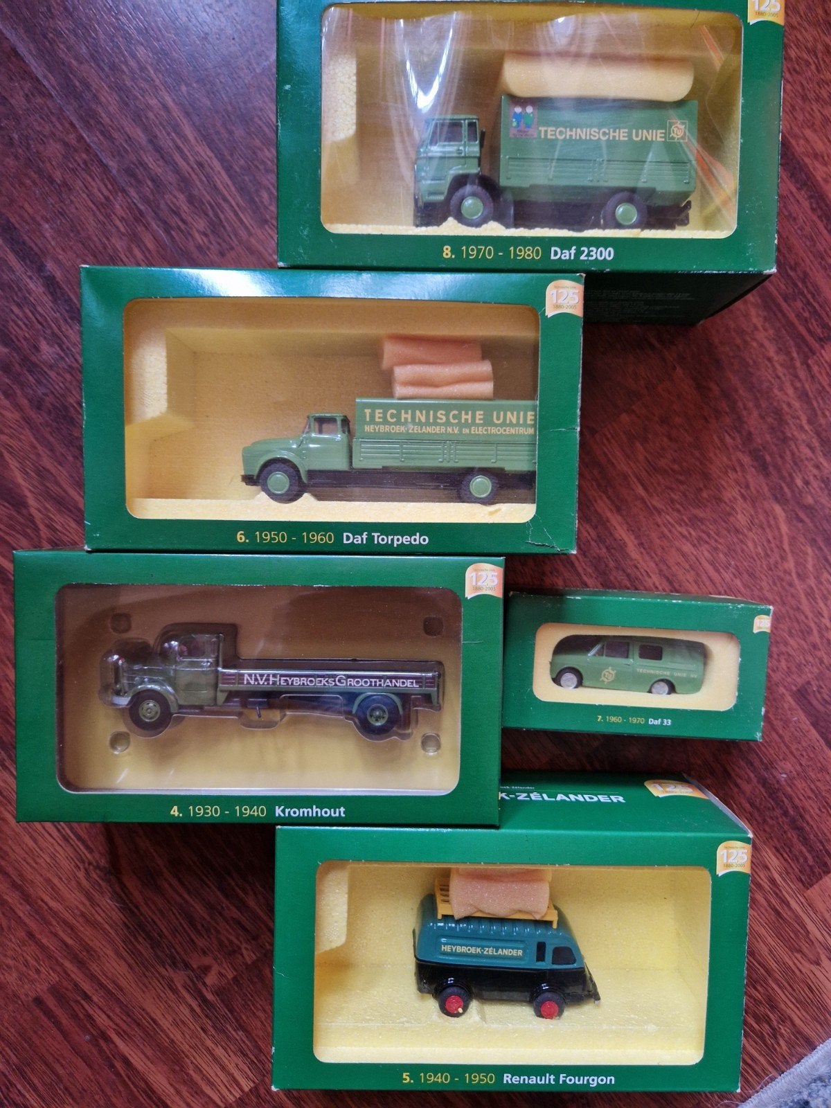 Lion Toys DAF, Kromhout, Renault Fourgon modelauto's in doos, Ophalen of Verzenden, Zo goed als nieuw, Bus of Vrachtwagen