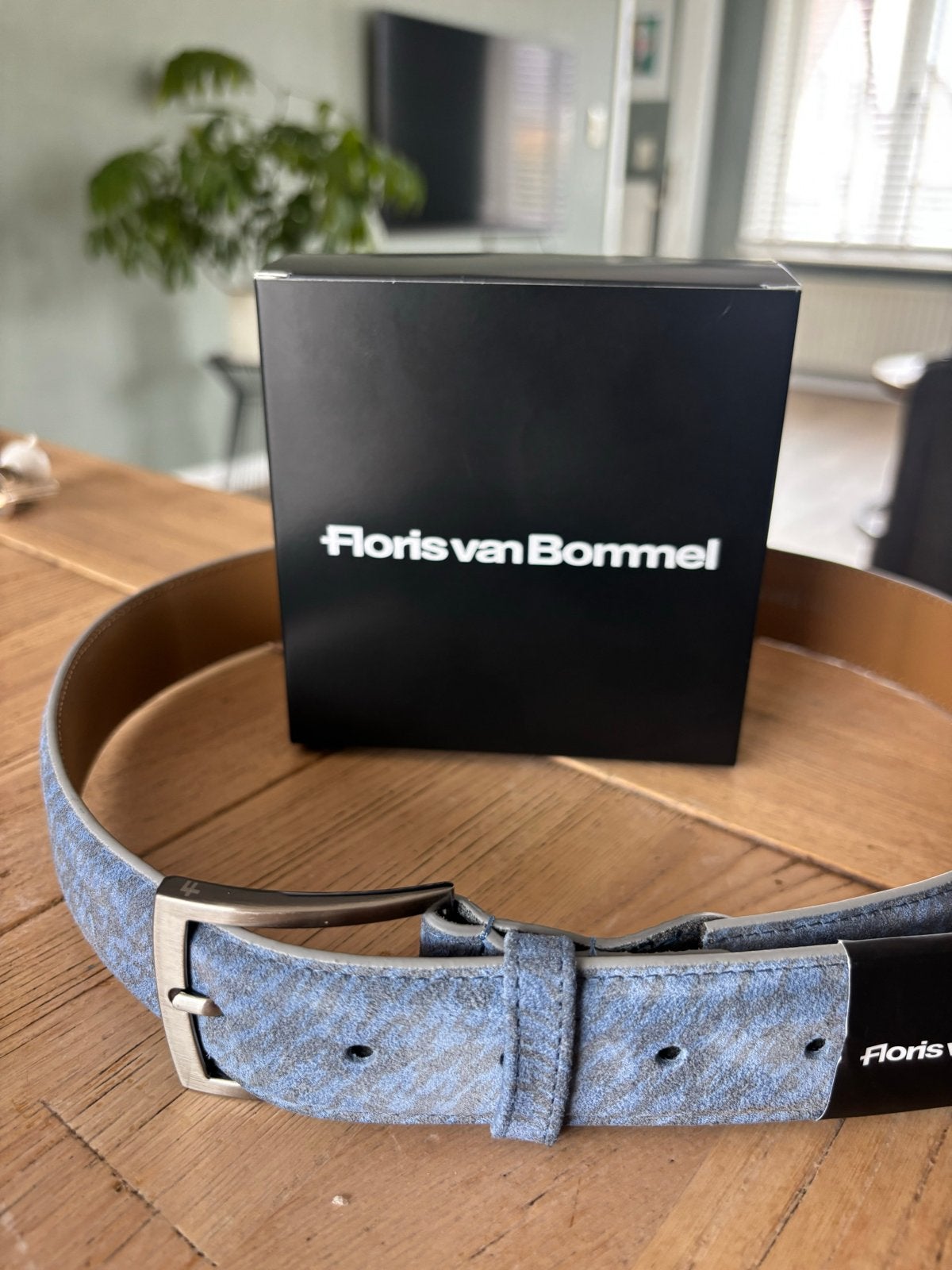 Floris van Bommel riem - Lichtblauw - 83cm, 95 tot 105 cm, Overige kleuren, Echt leder, Nieuw
