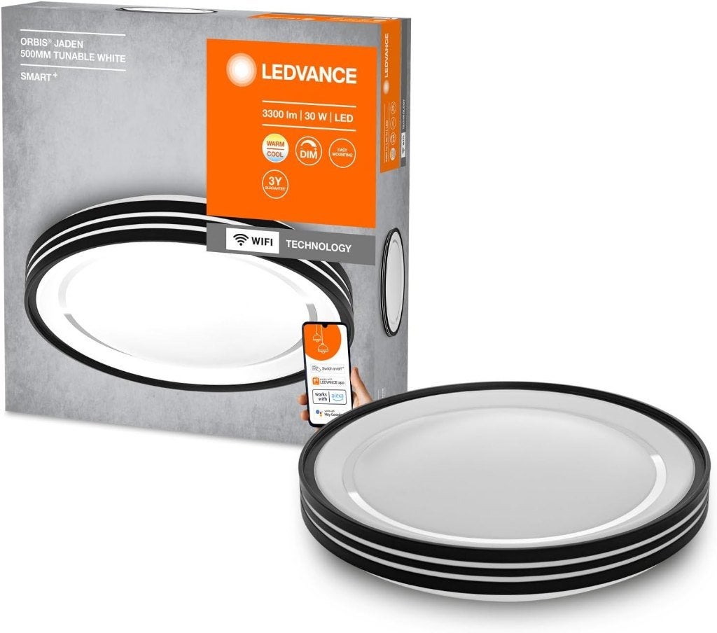 Ledvance Orbis Smart+ Wifi Jaden Plafondlamp 49cm 30W NIEUW, Kunststof, Modern, Zwart, Nieuw