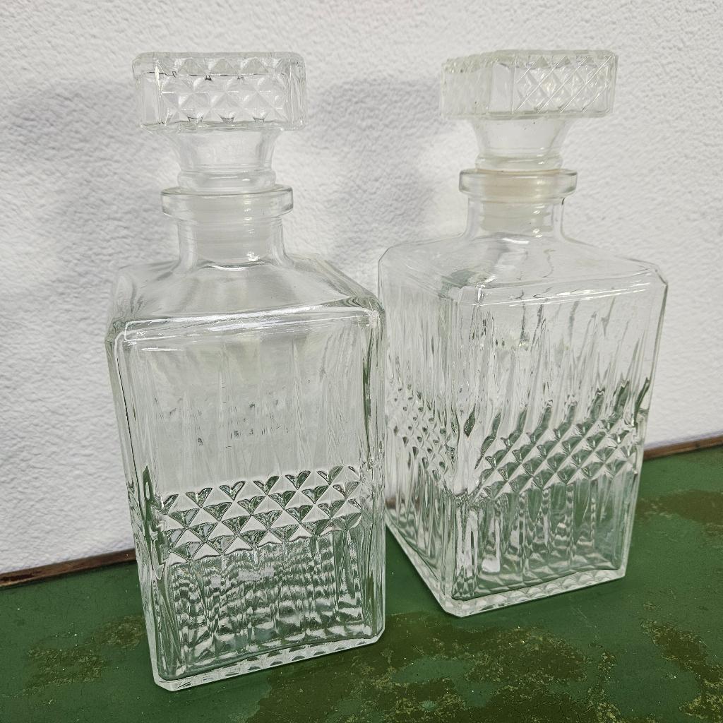 Set van twee glazen karaffen, Whisky decanter, Antiek en Kunst, Ophalen of Verzenden