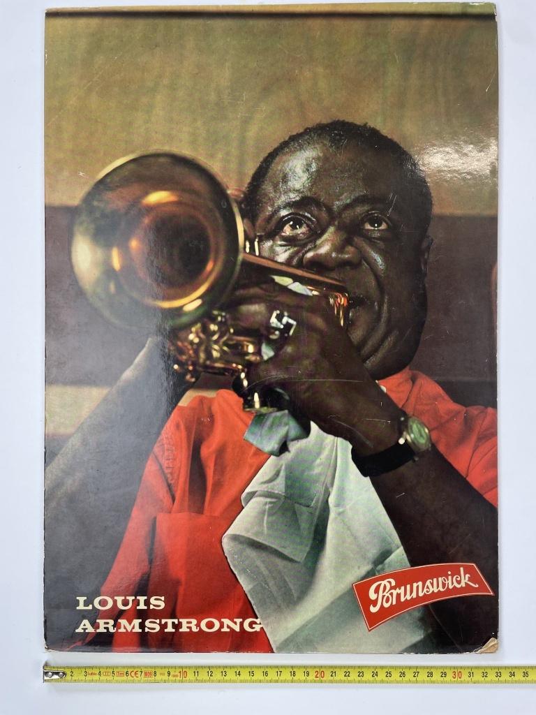 oude poster voor Brunswick Louis Armstrong, Verzamelen, Ophalen of Verzenden, Gebruikt, A1 t/m A3, Film en Tv