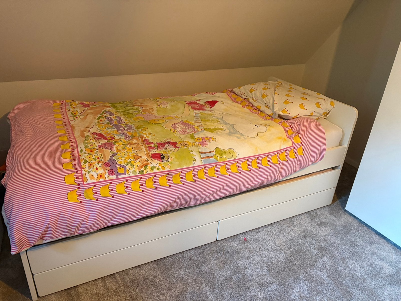IKEA SLAKT bed 90x200 met uitschuifbed en opbergruimte, Ophalen, 85 tot 100 cm, Gebruikt, Matras