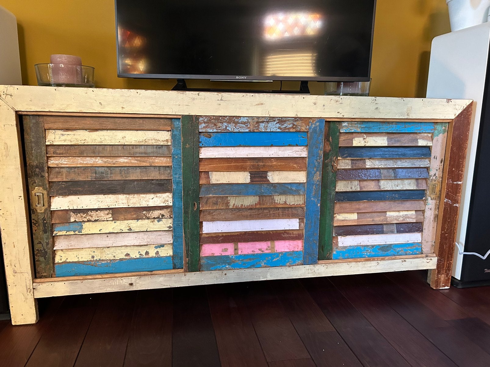 Dressoir van scrapwood uit india, Ophalen, Zo goed als nieuw, 200 cm of meer, Minder dan 100 cm
