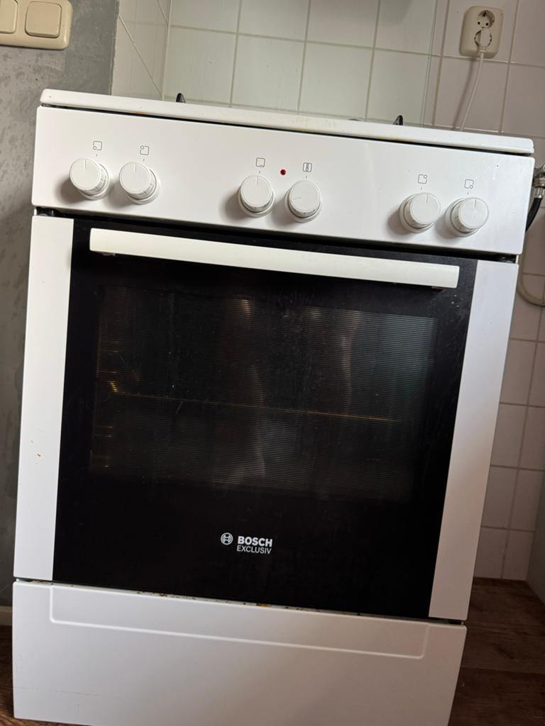 Bosch Exclusiv Gasfornuis met Oven - Wit, Ophalen, Gebruikt, 4 kookzones, Gas