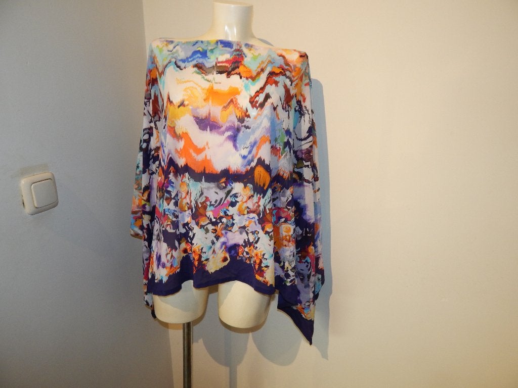 Pain de Sucre kleurrijke poncho look vlinder top One size