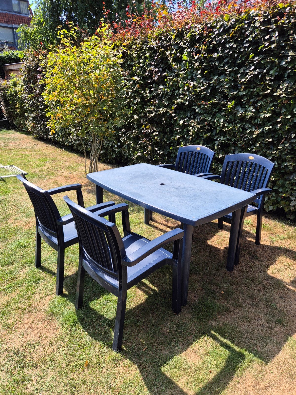 Gratis: Hartman Prestige tuinset met tafel en 4 stoelen, Tuin en Terras, Ophalen of Verzenden, Gebruikt, Rechthoekig, Kunststof
