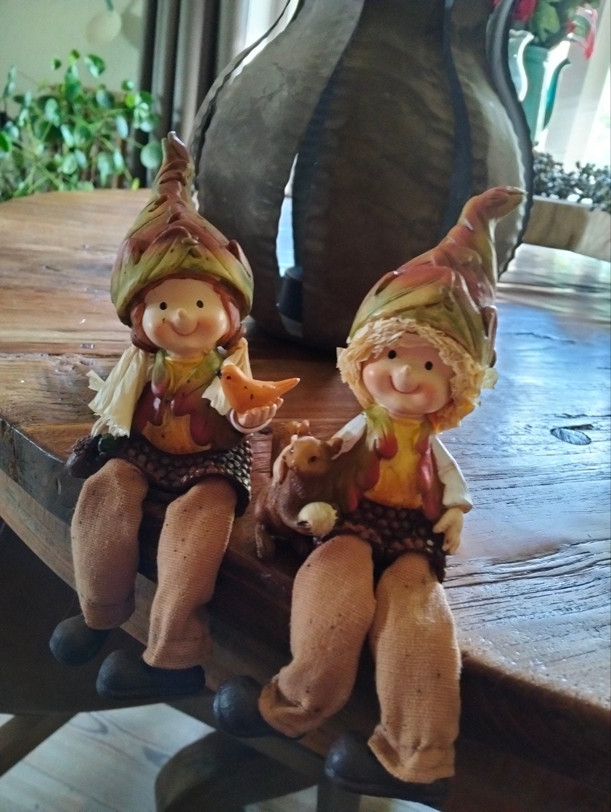 Herfstdecoratie: Kabouterpaar, paddenstoelen en hangers, Gebruikt, Meerkleurig, Overige materialen, Ophalen of Verzenden