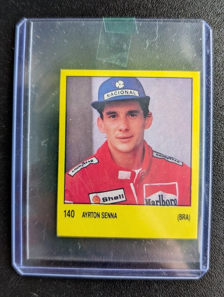 Ayrton Senna 1987 Panini Supersport Spanish Sticker F1, Ophalen of Verzenden, Zo goed als nieuw, Sticker