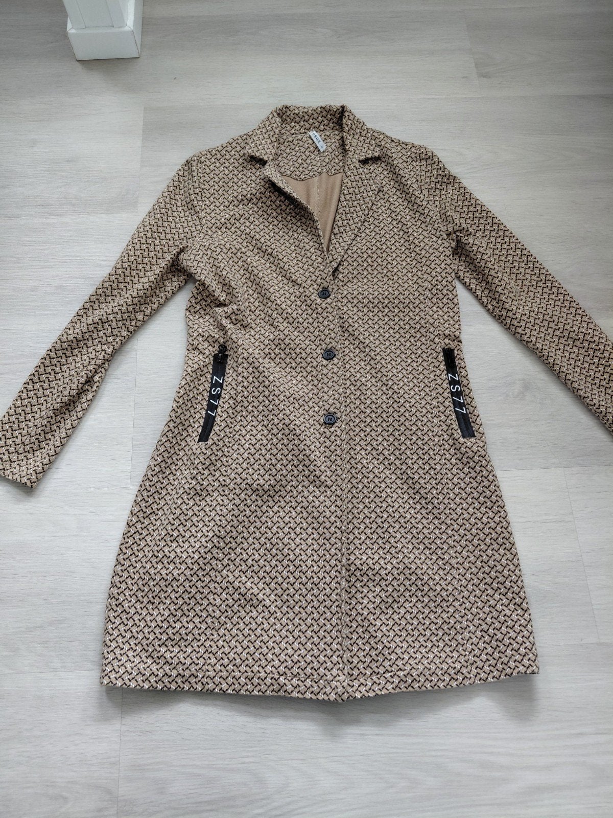 Jasje en Broek Set - Beige met Patroon, Maat 38/40 (M), ZSZ7, Kort, Beige