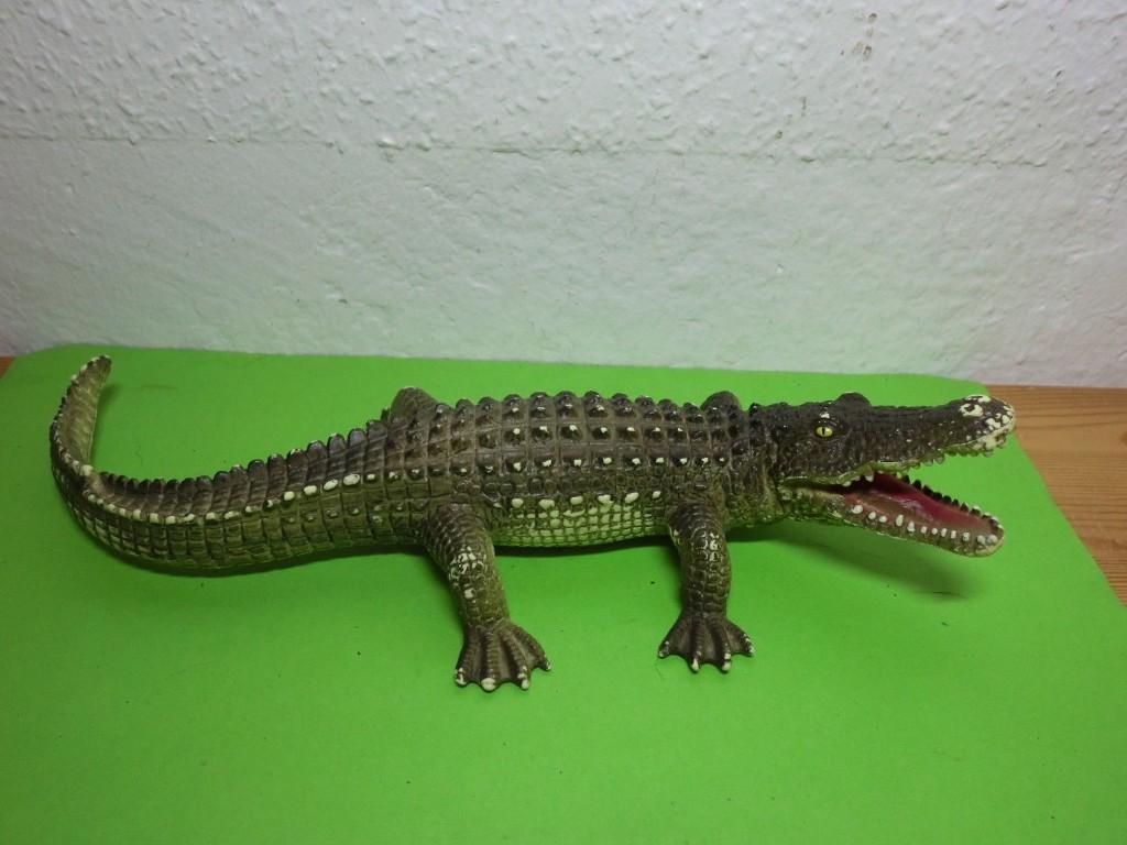 Krokodil, dierfiguur Bullyland 23 cm, Ophalen of Verzenden, Gebruikt, Wild dier, Beeldje of Figuurtje