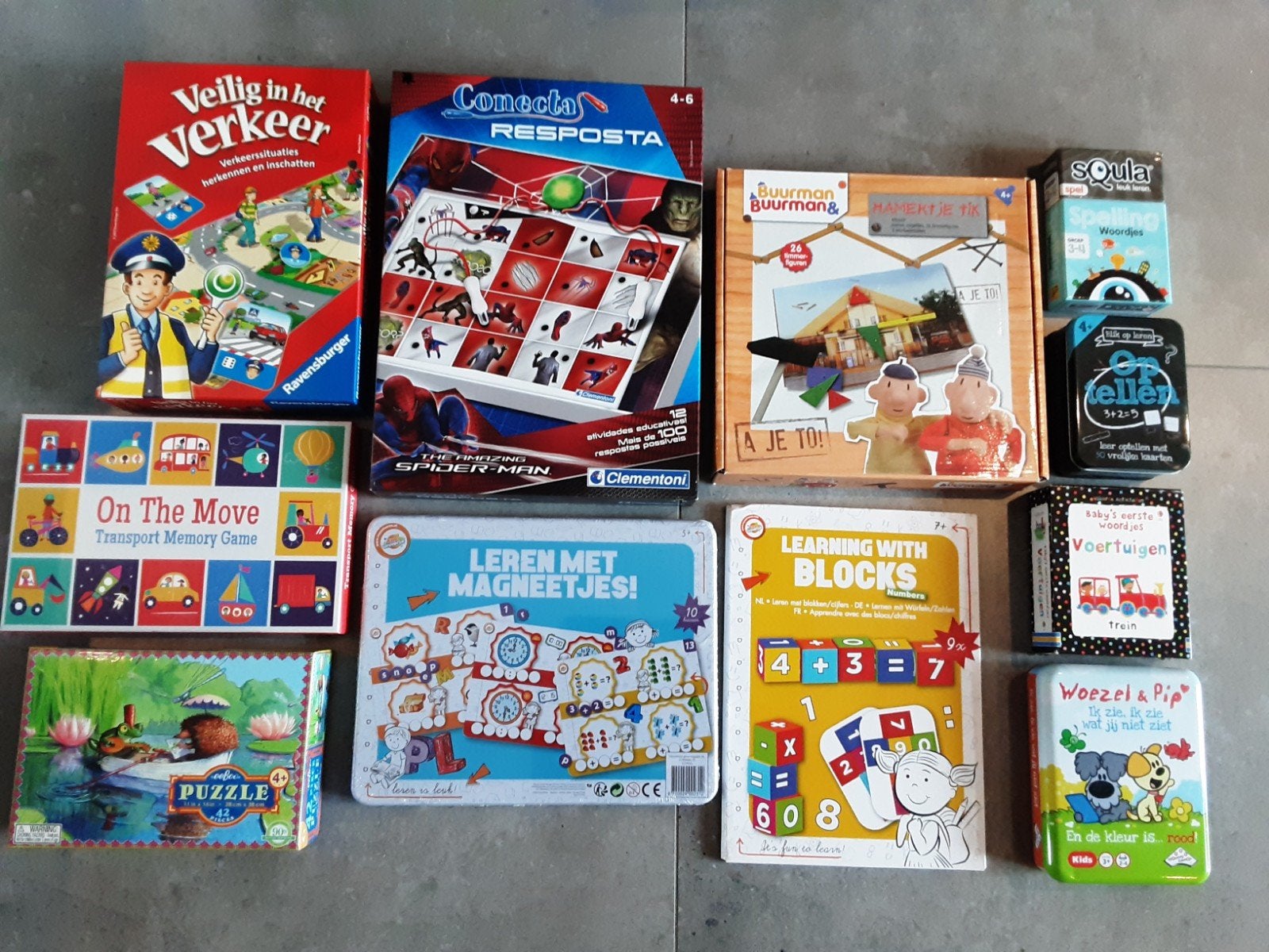 Set spelletjes puzzel squla hamertje tik elektra verkeerspel, Ophalen of Verzenden