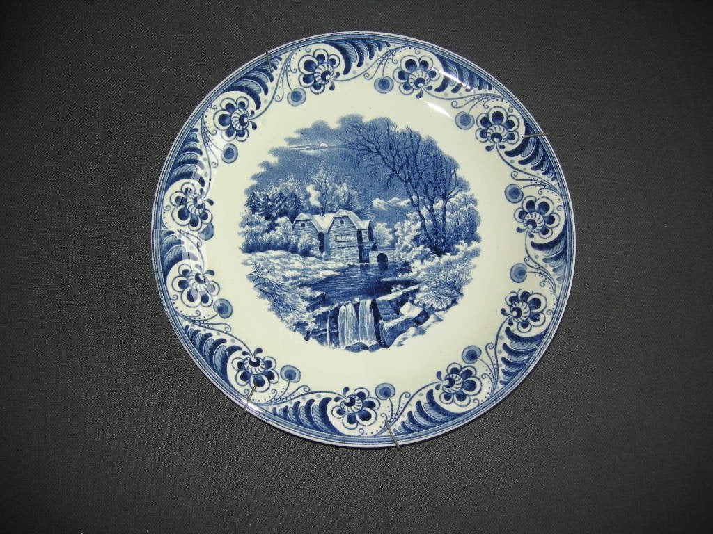 Societe Ceramique Landschap blauw wandborden, Antiek en Kunst, Ophalen of Verzenden