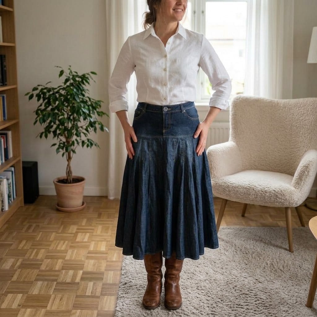 lange spijkerrok mt. 40, Maat 38/40 (M), Blauw, Wit girl, Ophalen of Verzenden