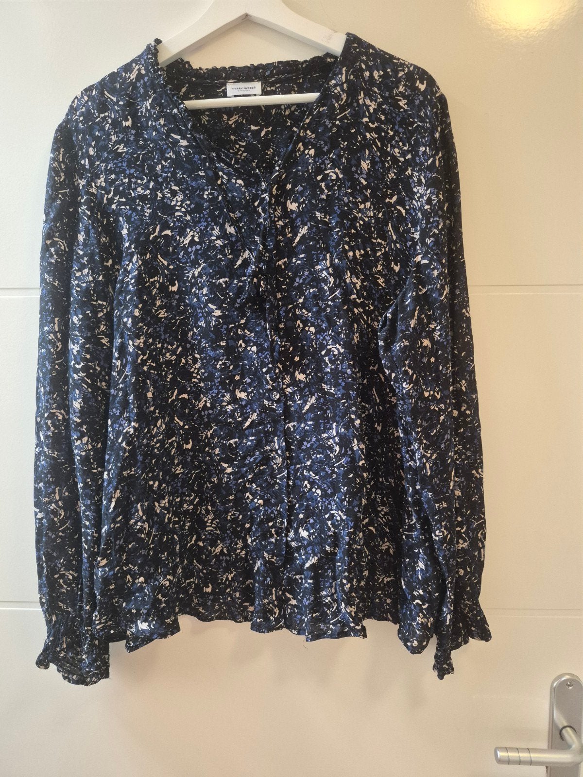 Gerry Weber shirt - Blauw/Zwart met print - Maat L, Blauw, Maat 42/44 (L), Ophalen of Verzenden, Gerry Weber
