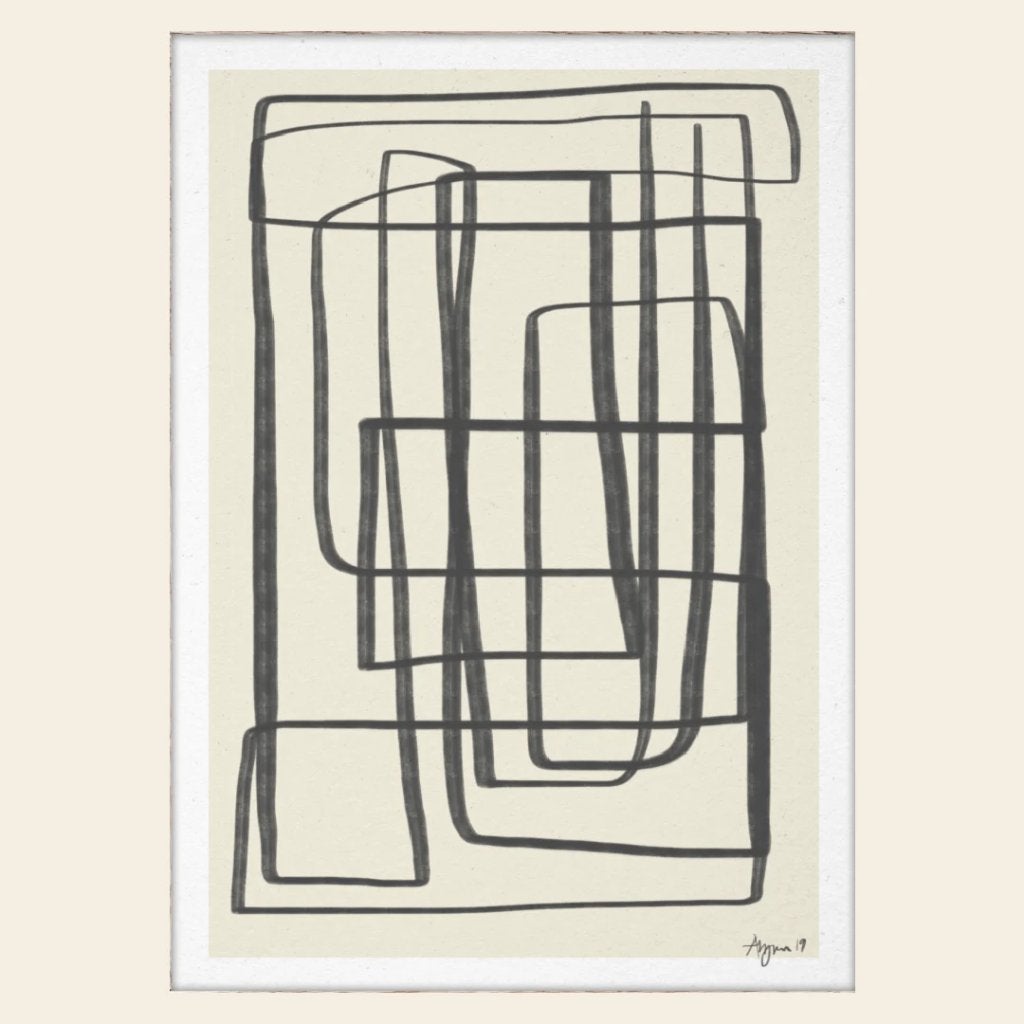 Robin Ahlgren - Abstracte Lijnen Kunstprint 30x40cm, Rechthoekig Staand, Nieuw, Ophalen of Verzenden, A1 t/m A3