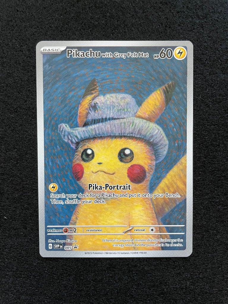 GEZOCHT:unsealed Pikachu van Gogh/with Grey Felt Hat Pokemon, Ophalen of Verzenden, Nieuw, Losse kaart