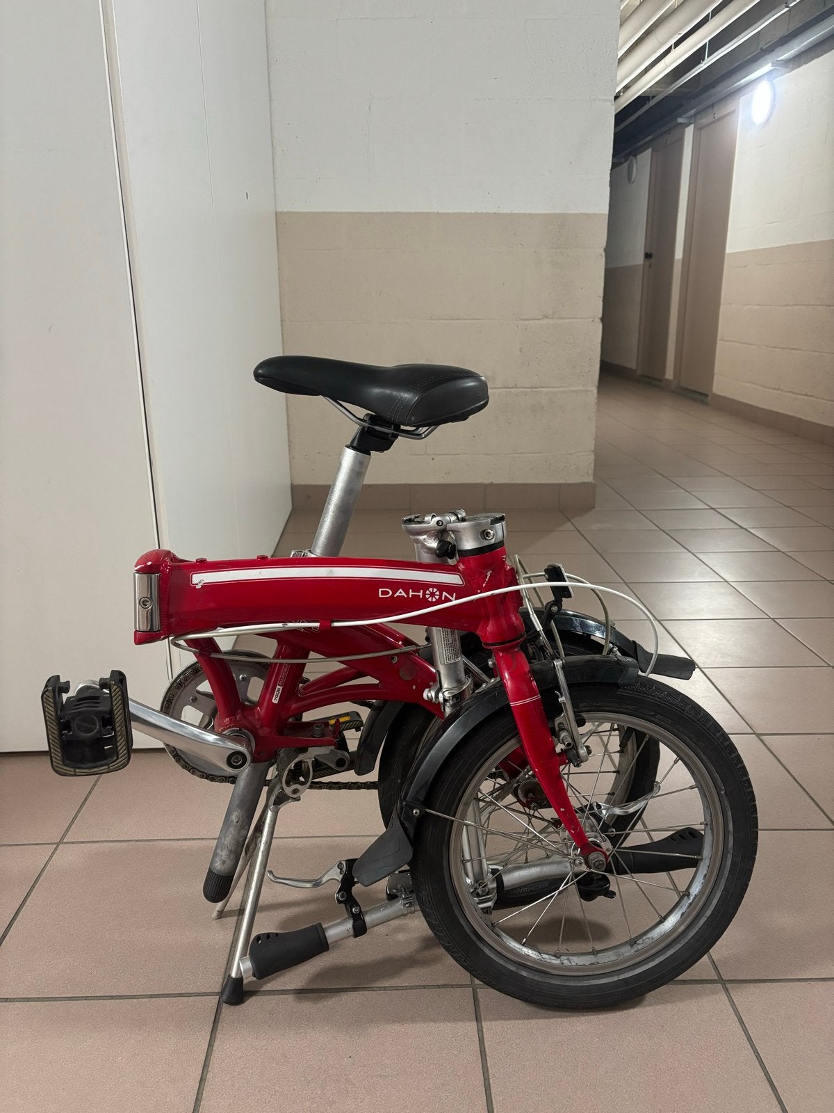 Dahon Curve D3 opvouwbare fiets - Rood, Gebruikt, Velgrem, 16 tot 18 inch, Ophalen of Verzenden