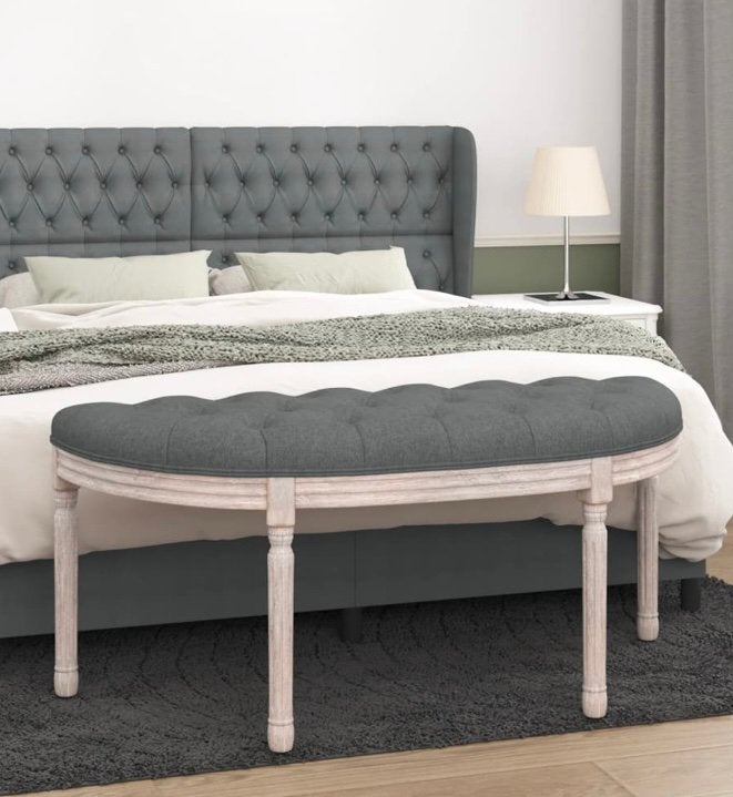Nieuw half rond bankje grijs stof hal bank slaapkamer 2 pers, Minder dan 75 cm, Romantisch, Ophalen of Verzenden, Minder dan 150 cm