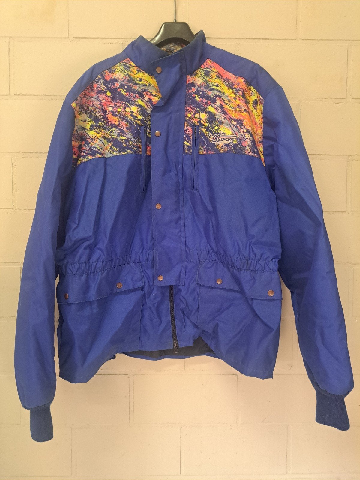 Vintage CB Sport Ski-jack - Blauw met kleurrijke print, Jas | textiel, Heren, Tweedehands, CB Sport